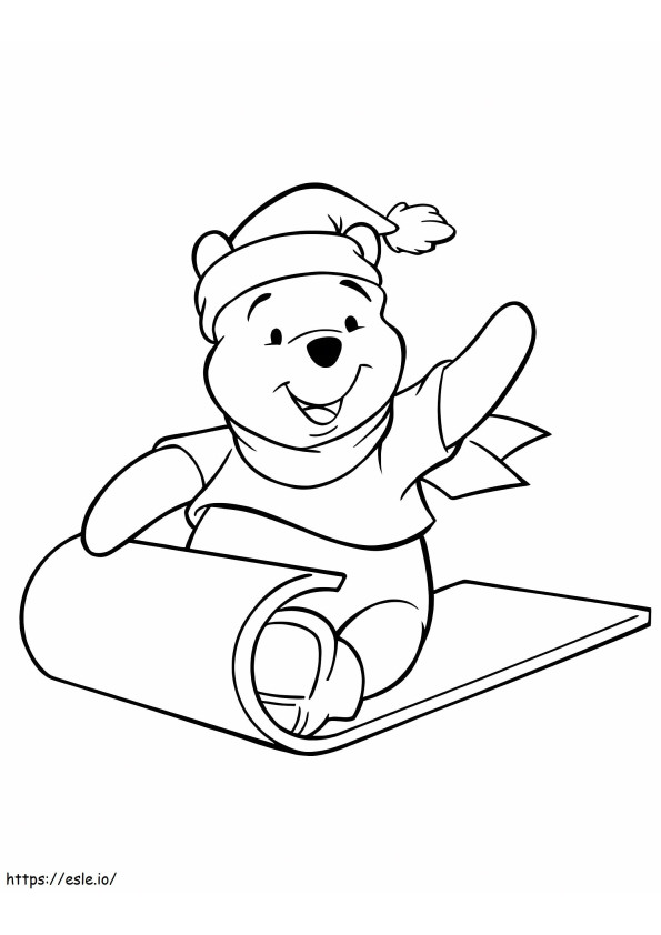 Winnie The Pooh en trineo para colorear