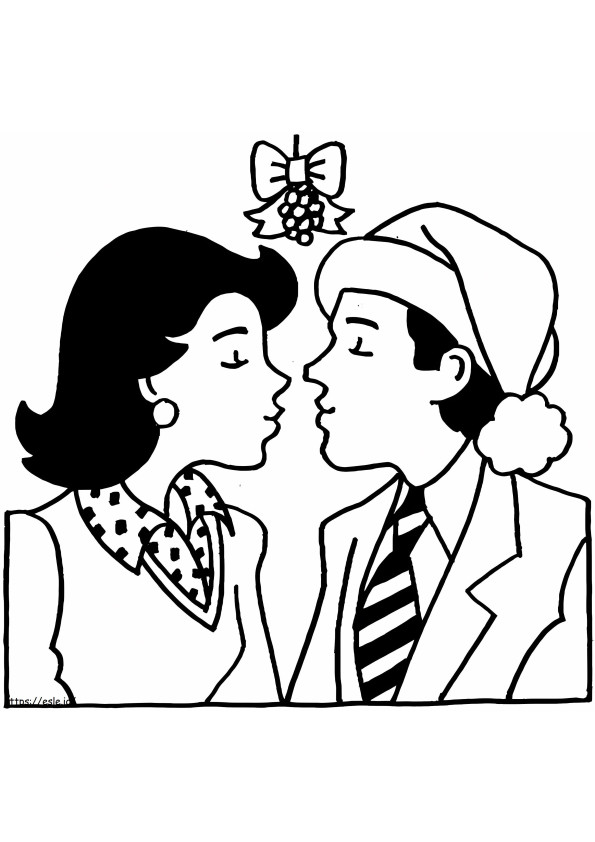 Kissing Under The Mistletoe coloring page