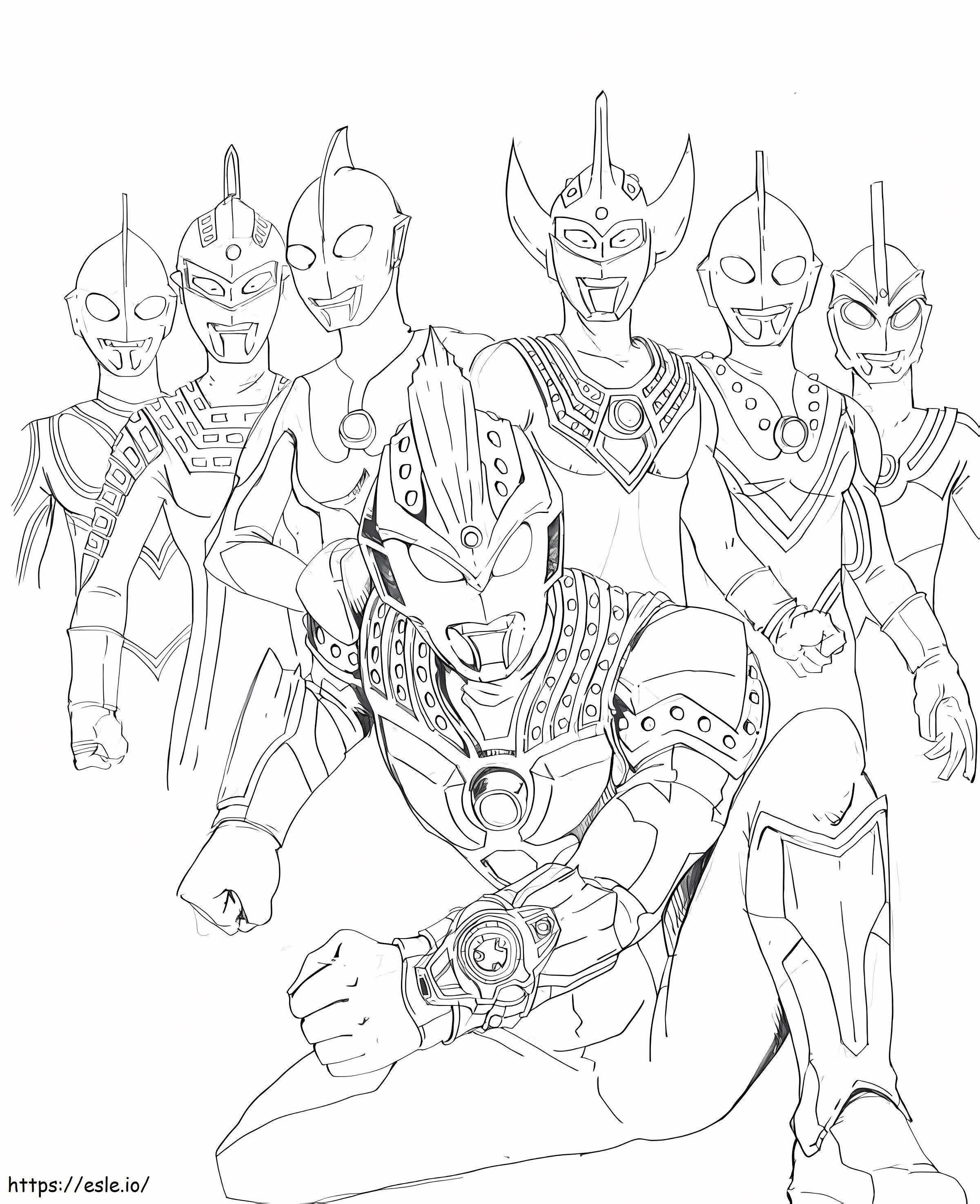 Equipe Ultraman 5 para colorir