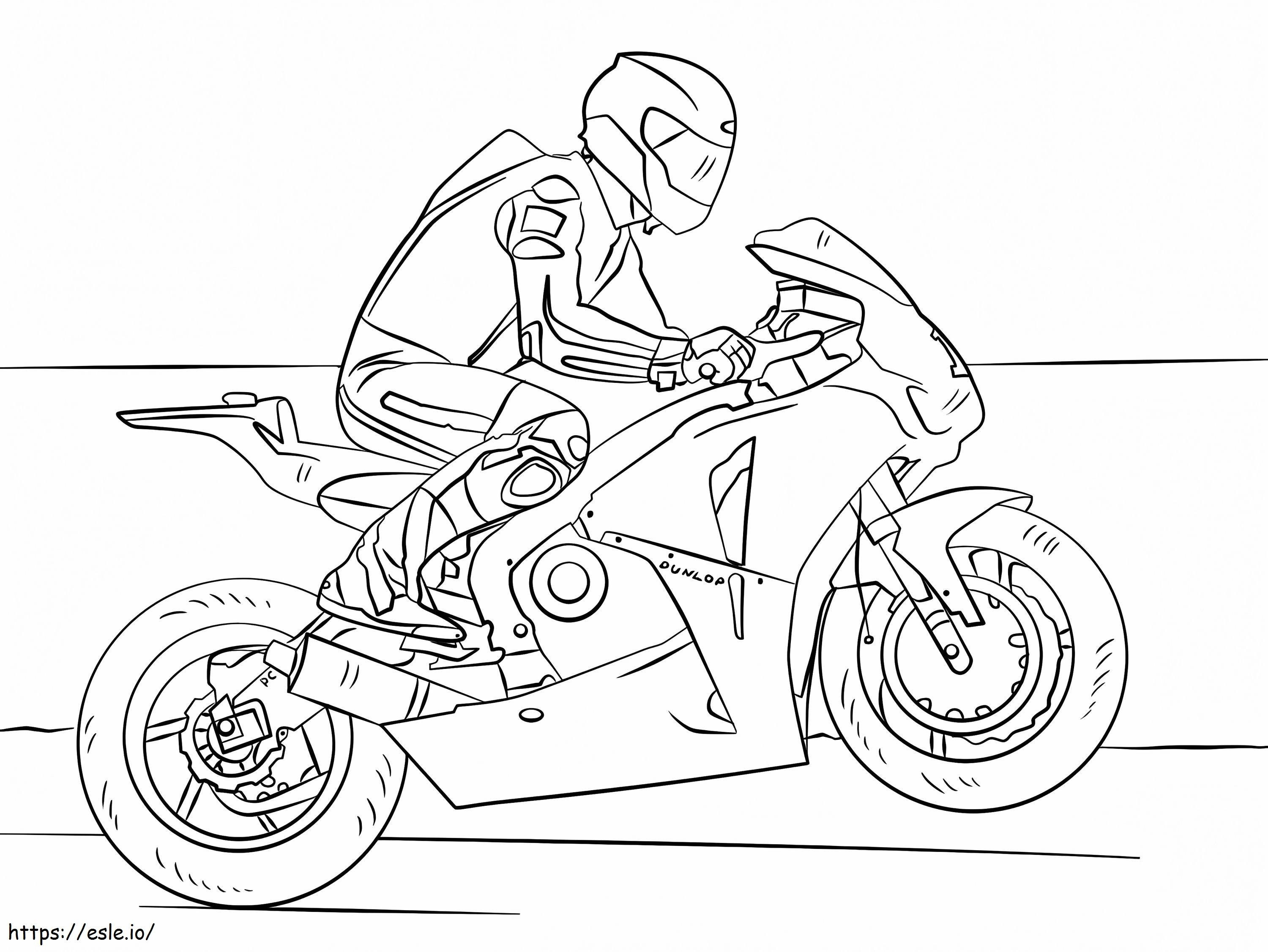 Kilpamoottoripyörä värityskuva