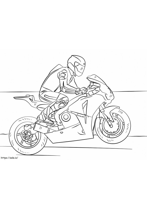 Kilpamoottoripyörä värityskuva