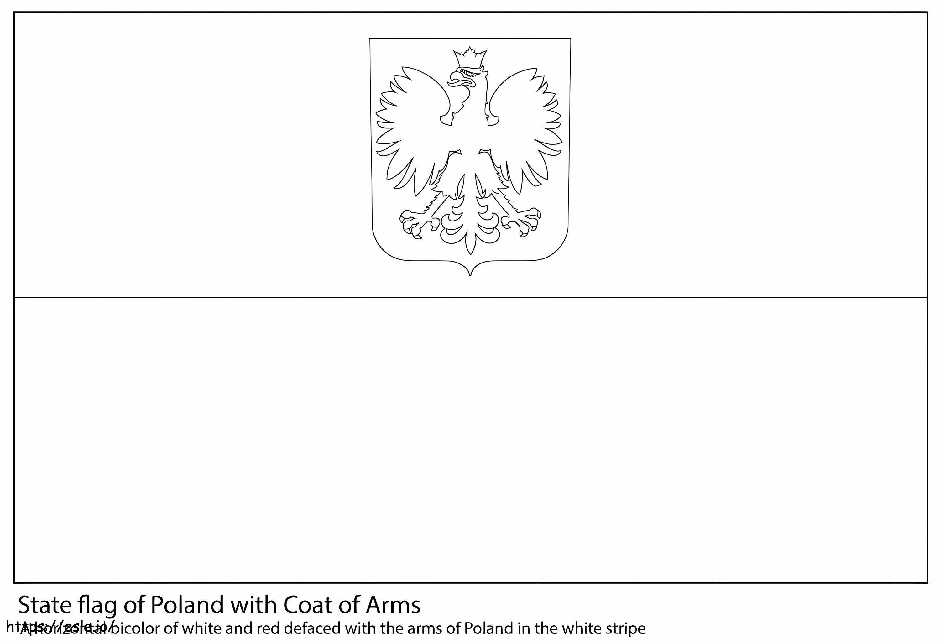 Vlag van Polen met wapenschild kleurplaat kleurplaat