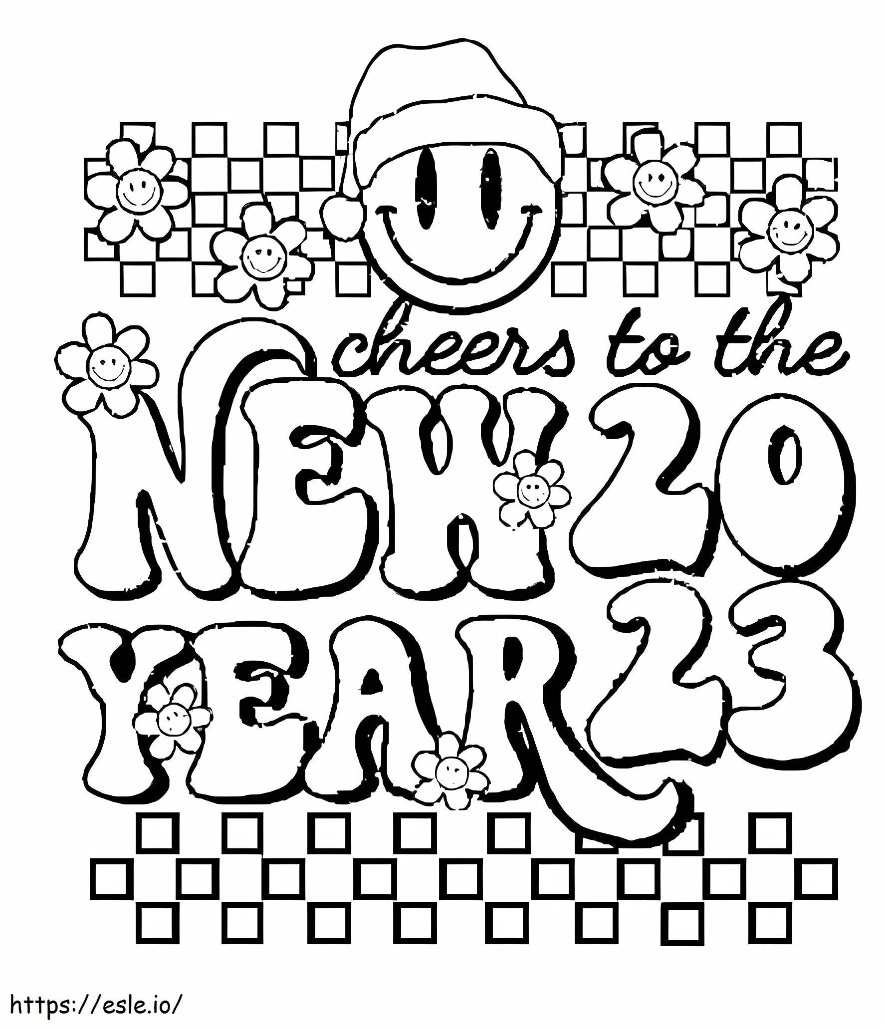 Cheers To The New Year 2023 coloring page