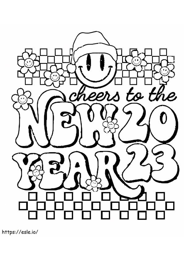 Saluti al nuovo anno 2023 da colorare