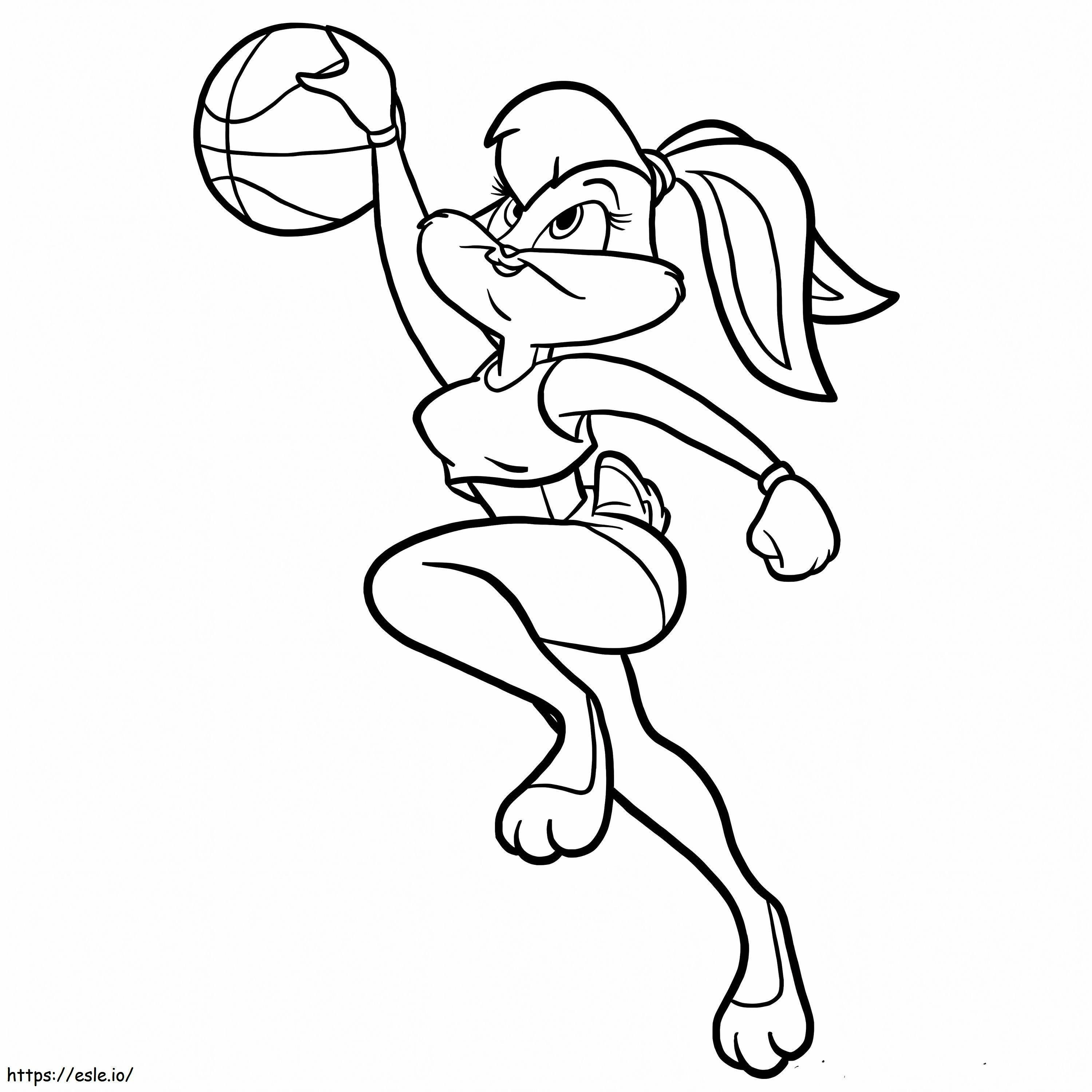 Coloriage Looney Tunes Lola Bunny joue au basket à imprimer dessin