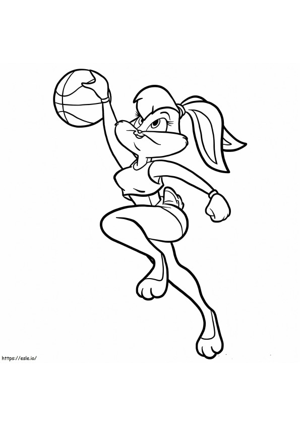 Looney Tunes Lola Bunny Memainkan Bola Basket Gambar Mewarnai