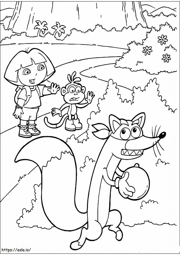 Dora Boots And Swiper coloring page