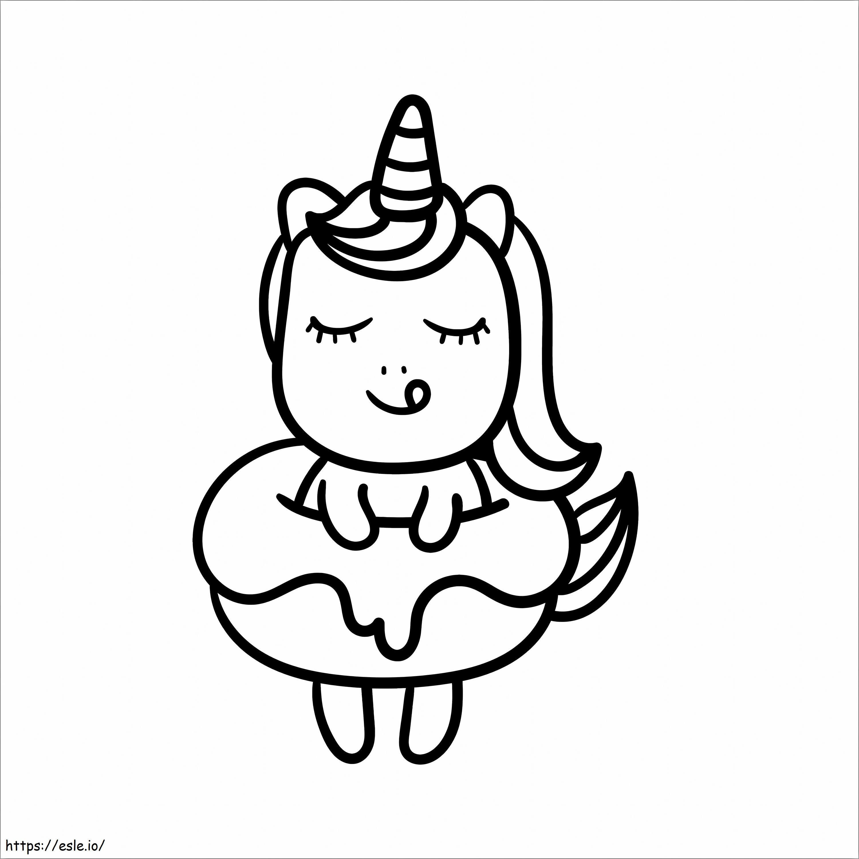 Unicorn With Donut coloring page