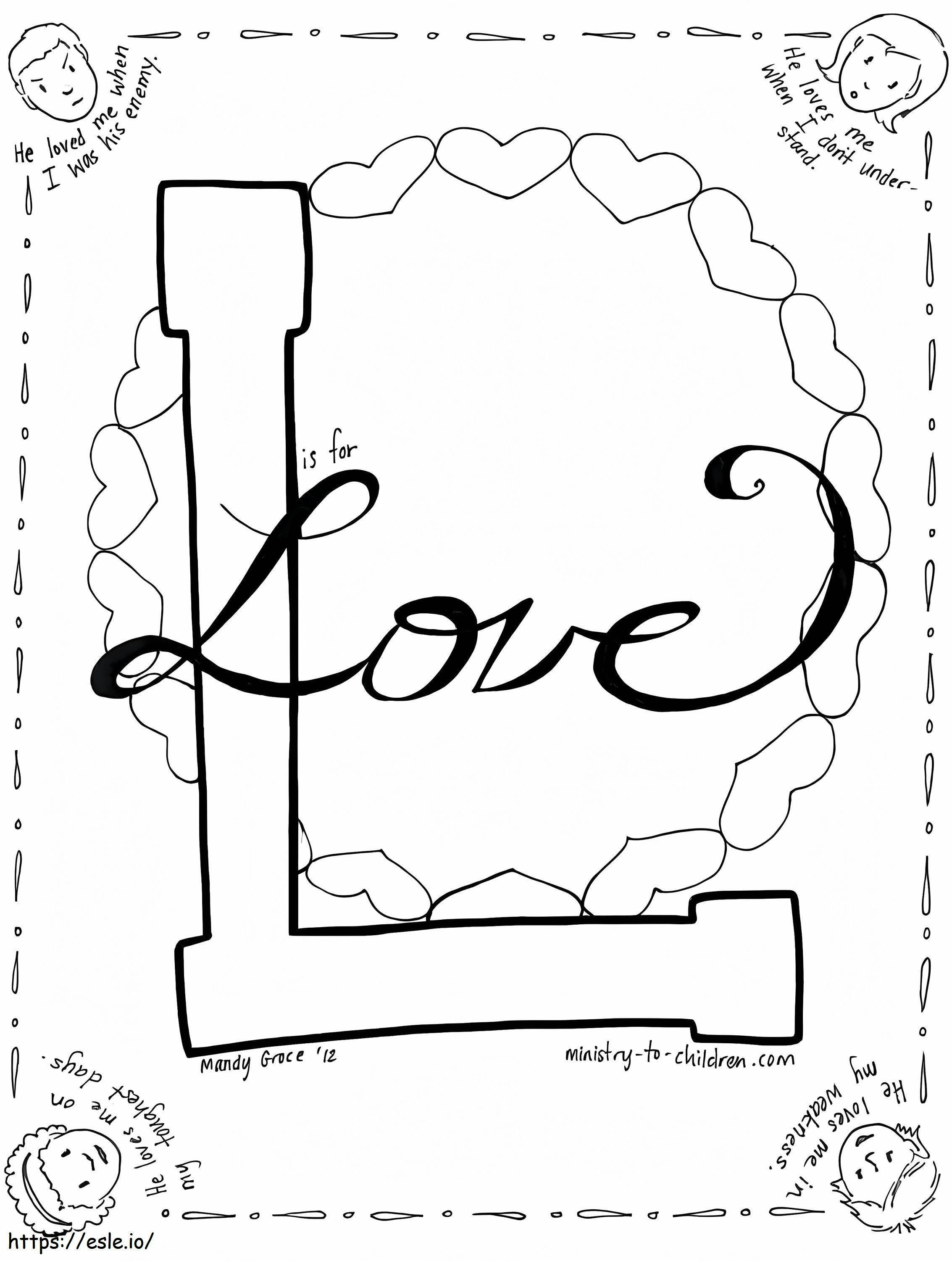 Coloriage L est pour l'amour à imprimer dessin