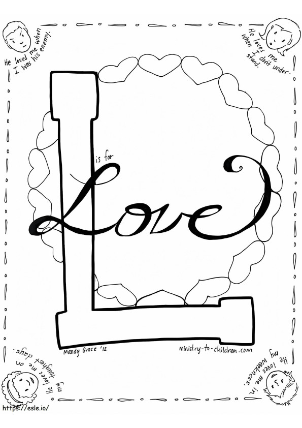 L Is For Love coloring page