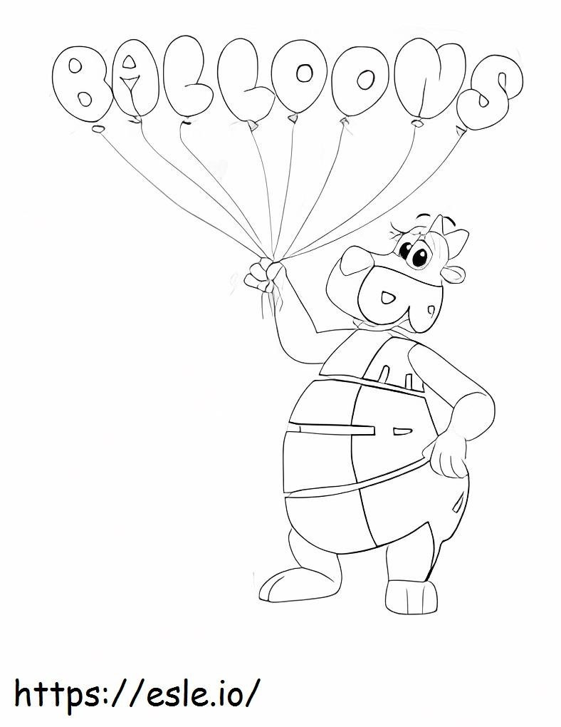 Urs care ține balonul de colorat