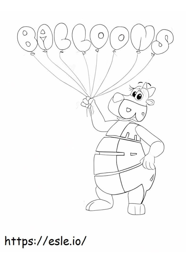 Urso segurando balão para colorir