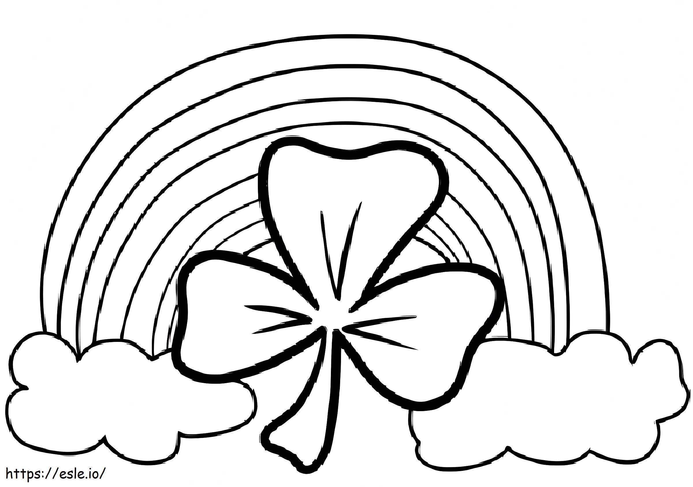 Four Leaf Clover And Rainbow coloring page