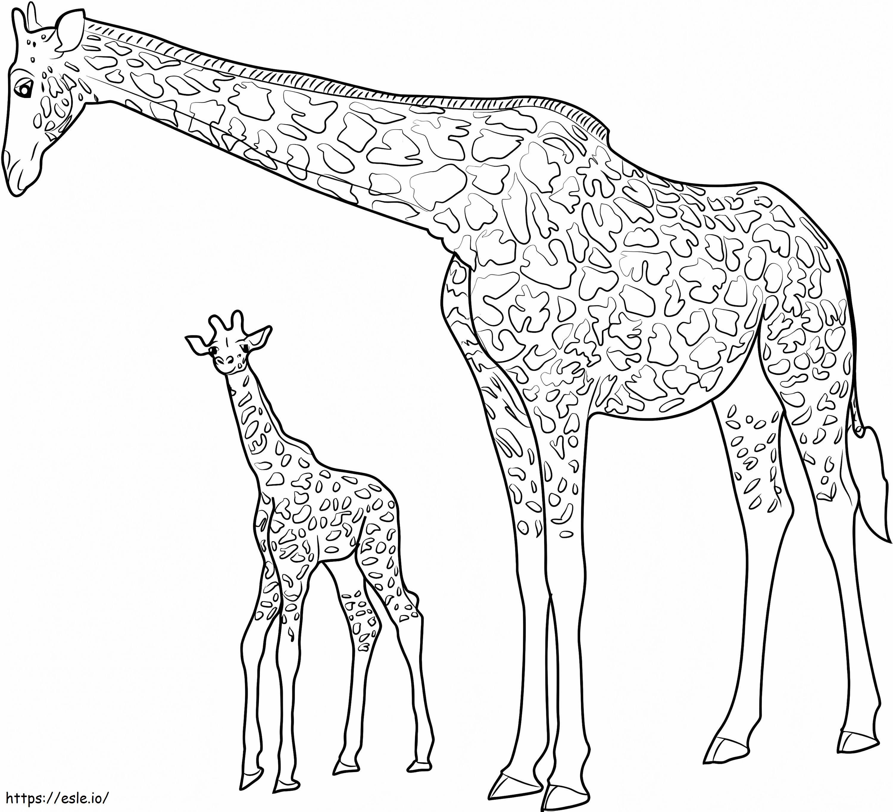 Mother Giraffe With Baby Giraffe coloring page