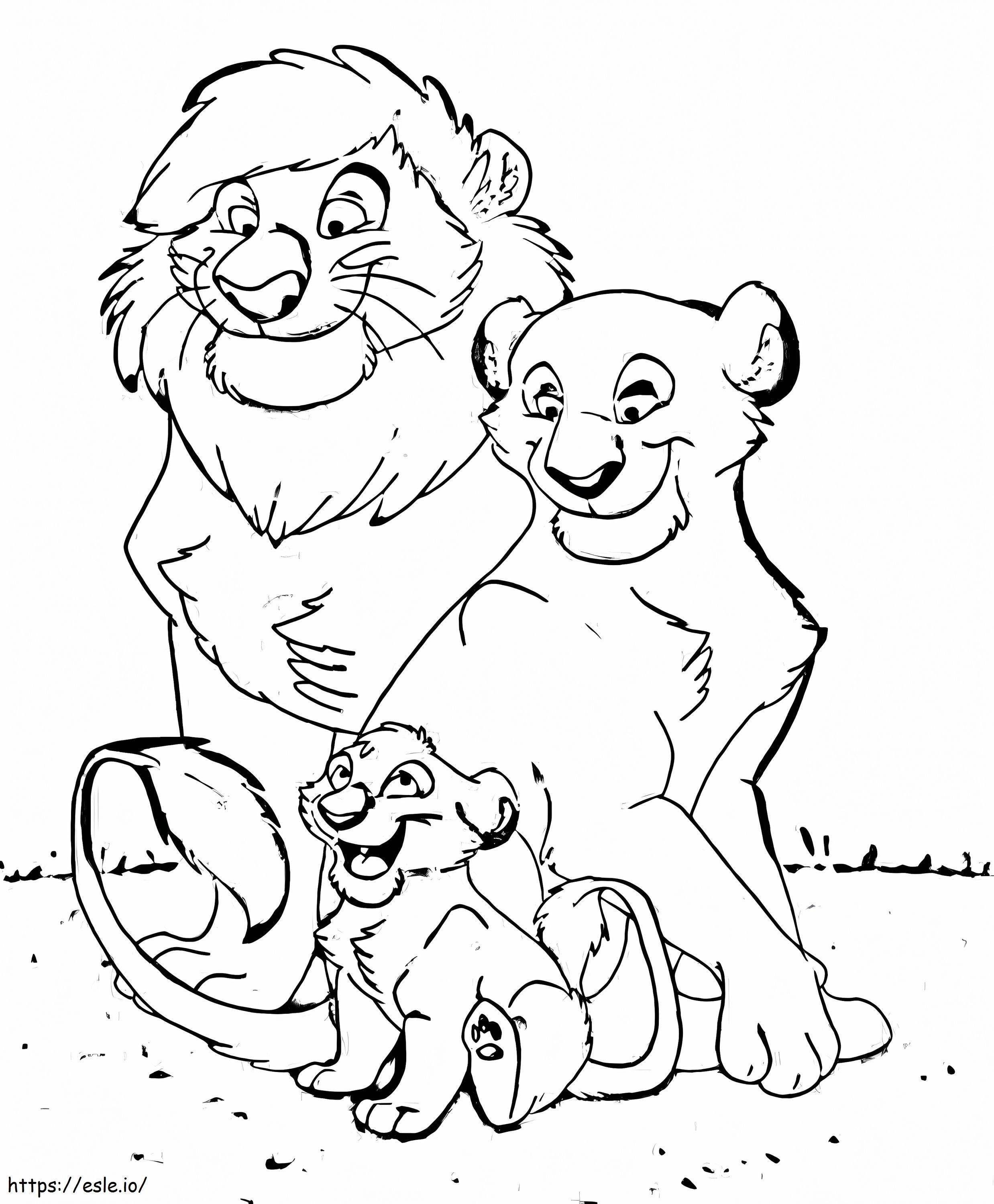 Coloriage Famille des Lions à imprimer dessin