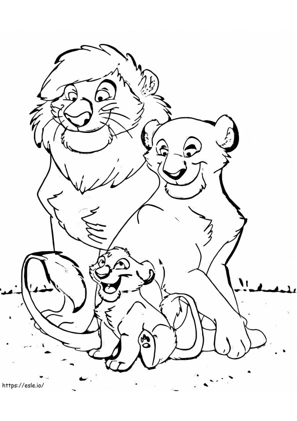 Famiglia dei leoni da colorare