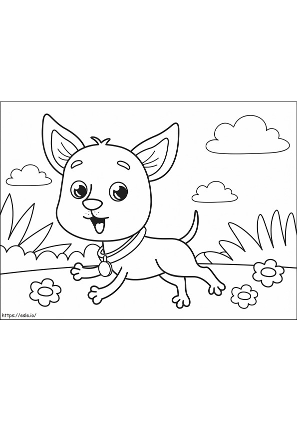 Coloriage Chihuahua mignon en cours d'exécution à imprimer dessin