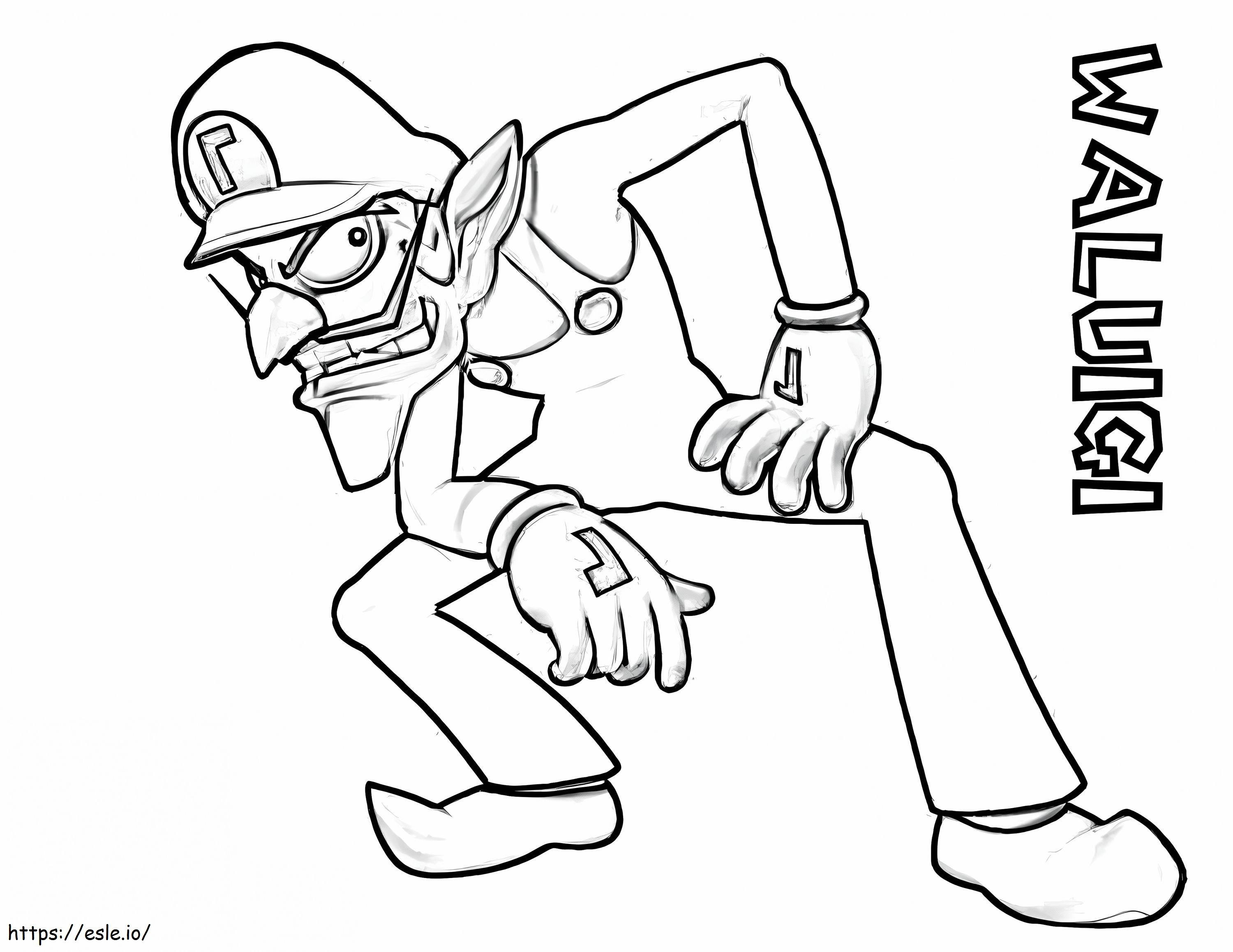 Waluigi Super Mario 1:stä värityskuva