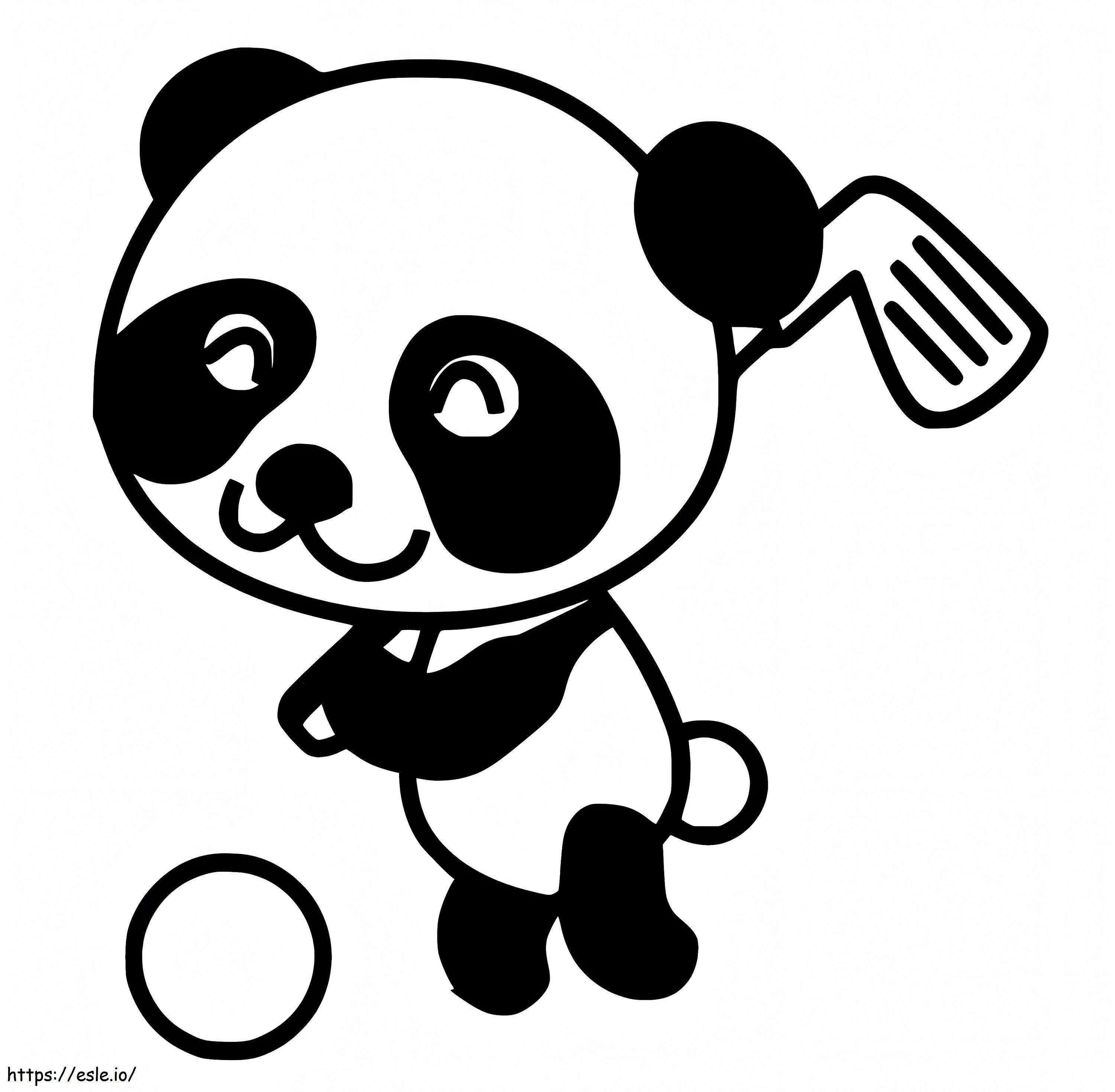 Panda fofo jogando golfe para colorir