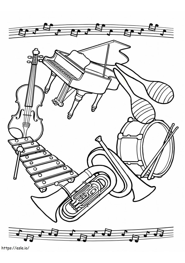 Basis muziekinstrument kleurplaat