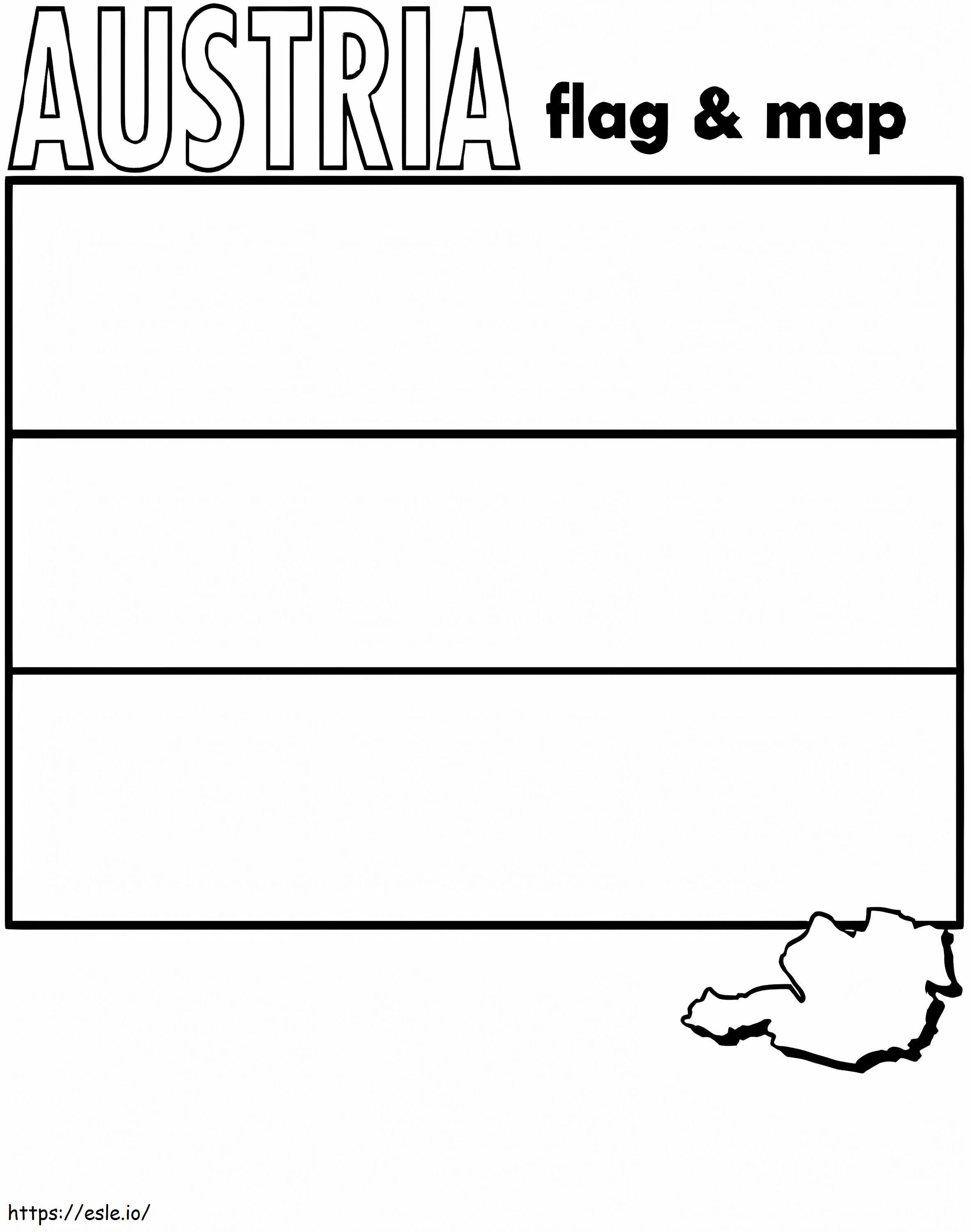 オーストリアの国旗と地図 ぬりえ - 塗り絵
