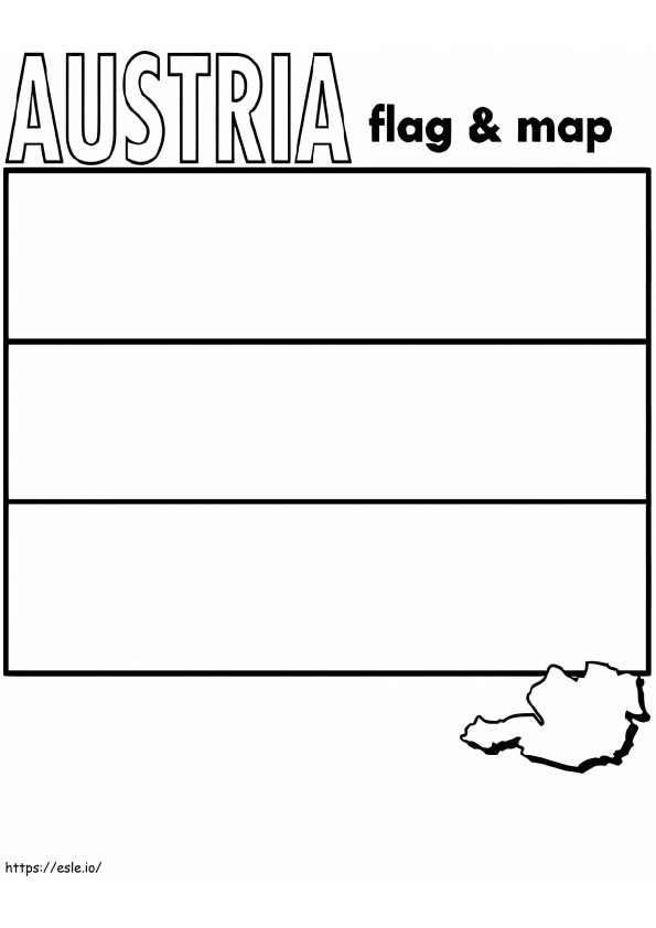 Bandera y mapa de Austria para colorear