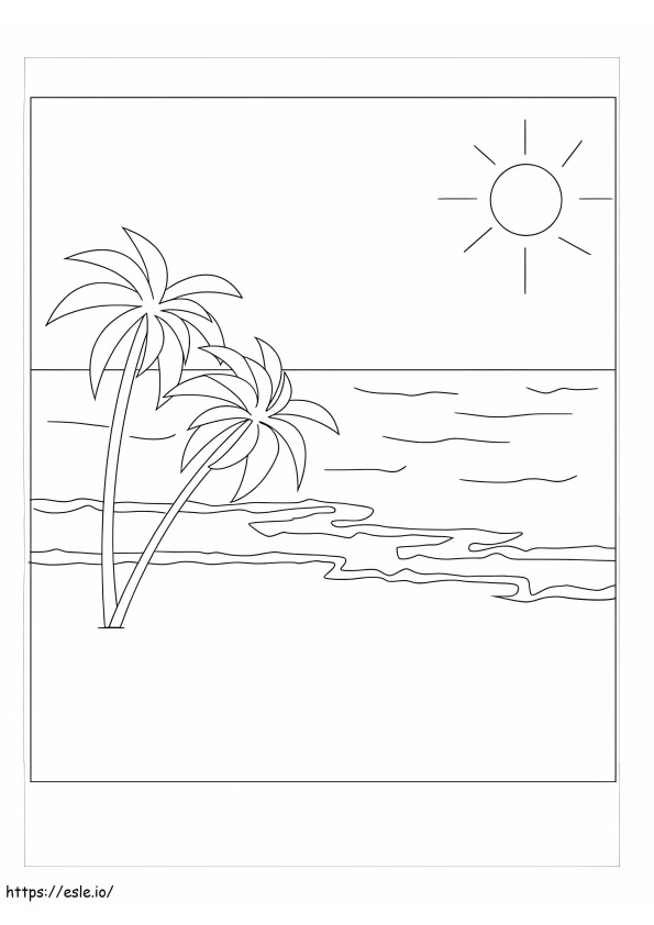Kokosnussbaum am Strand ausmalbilder