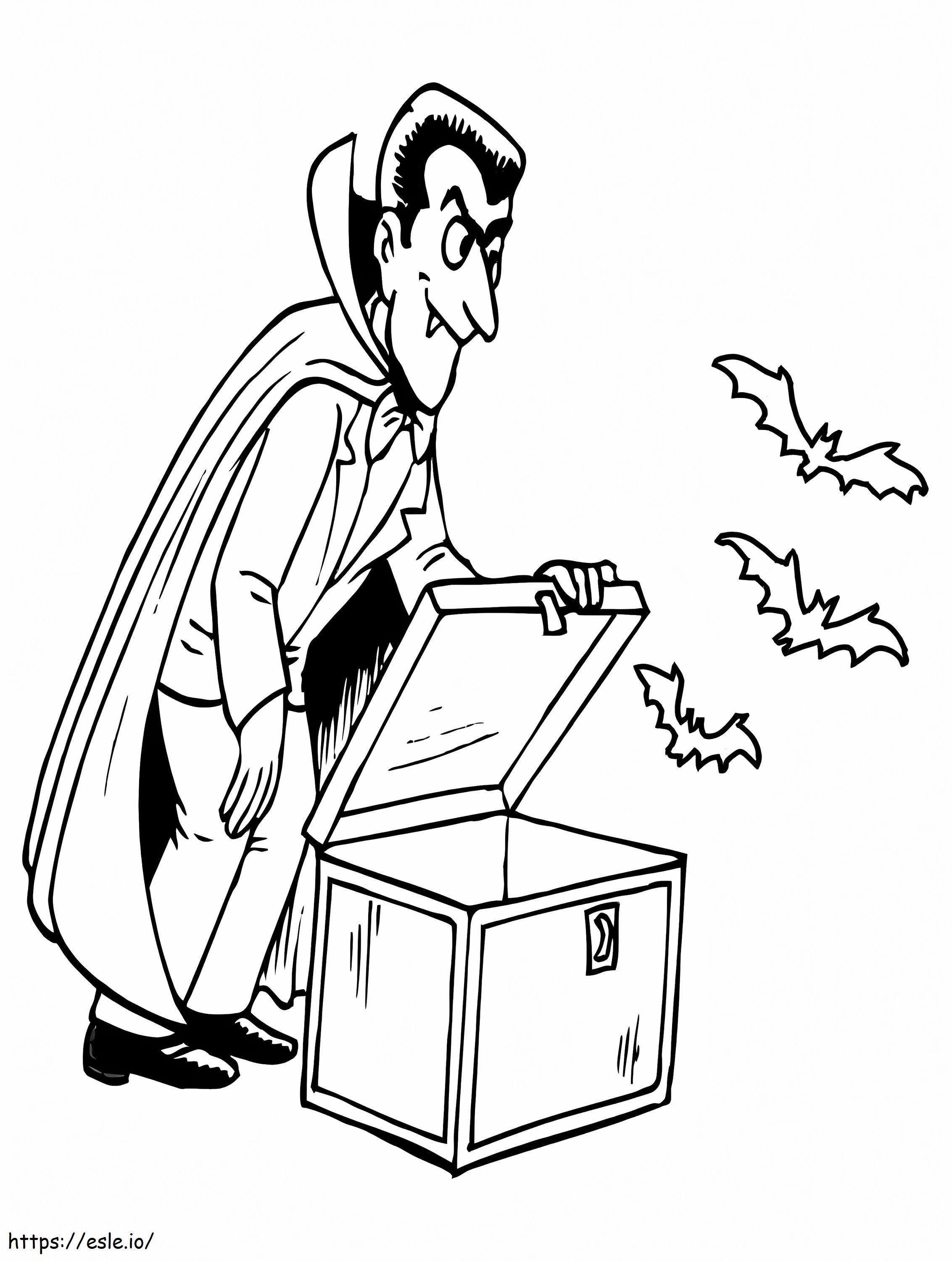Vampire Launches Three Bats Coloring Page