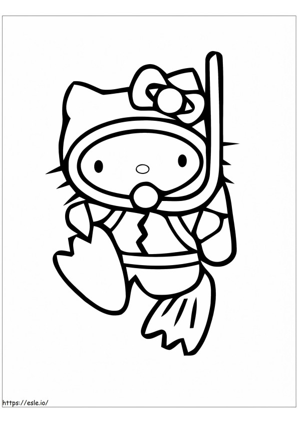 Hello Kitty Diving coloring page