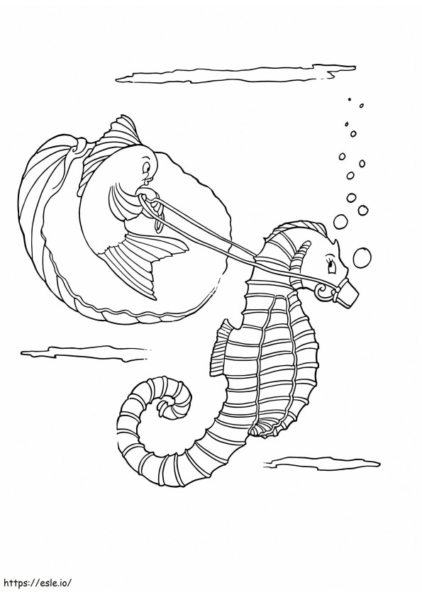 Fish And Seahorse coloring page