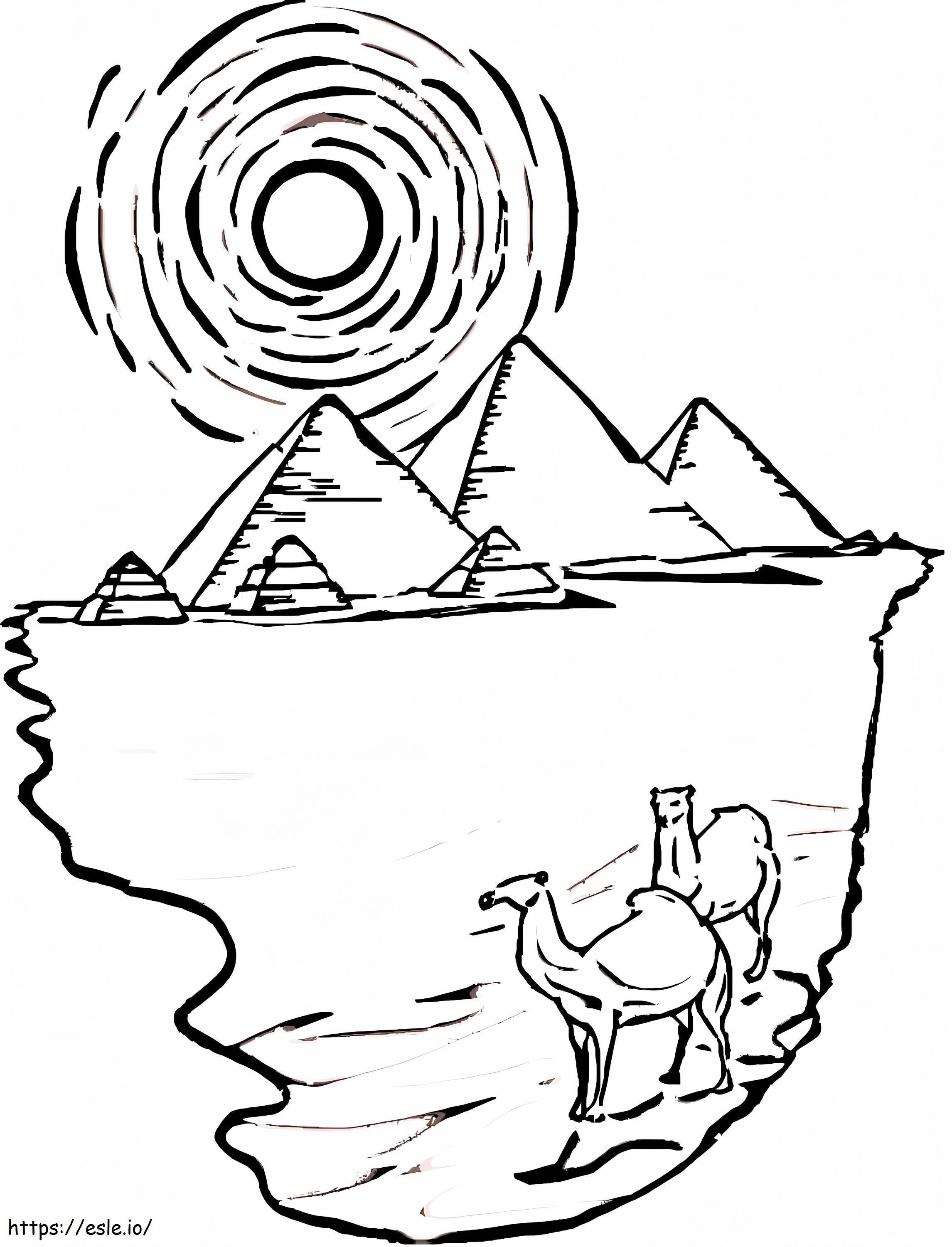 Ägyptische Pyramiden und Kamele ausmalbilder