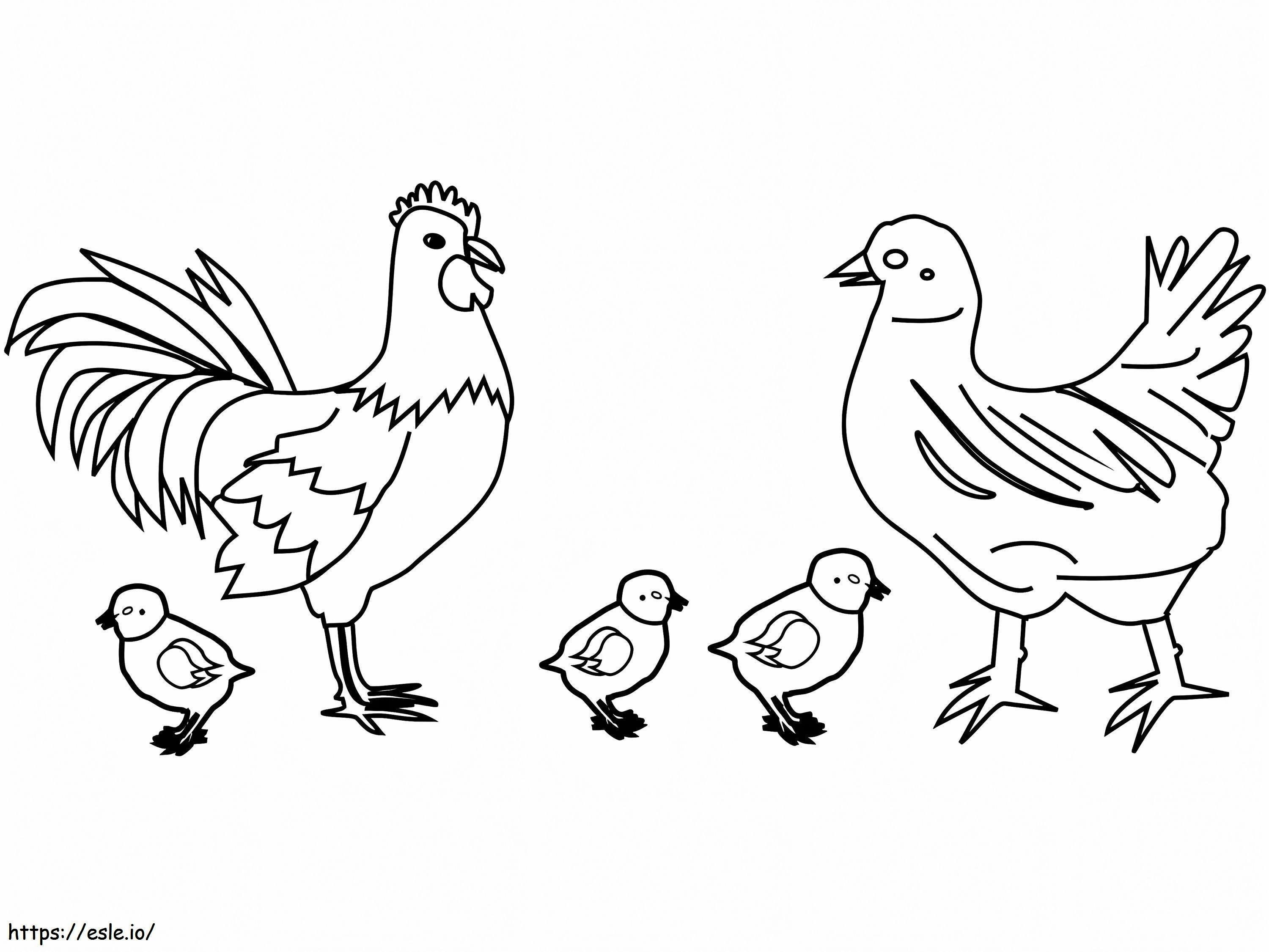familia de pollos para colorear