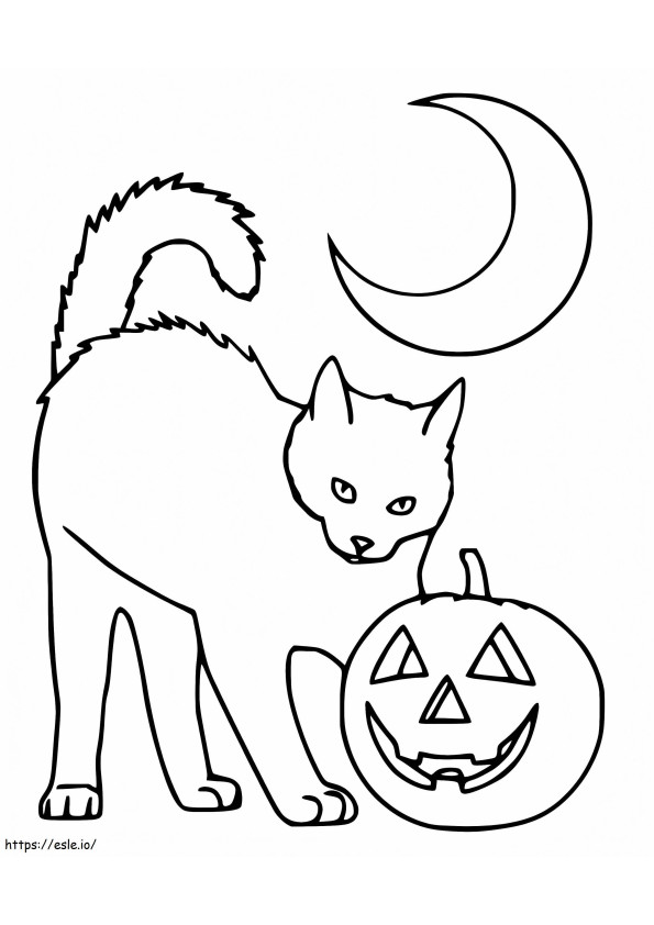 Cat Pumpkin And Moon coloring page