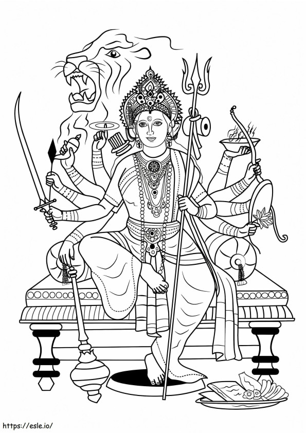 Coloriage Durga Maa à imprimer dessin