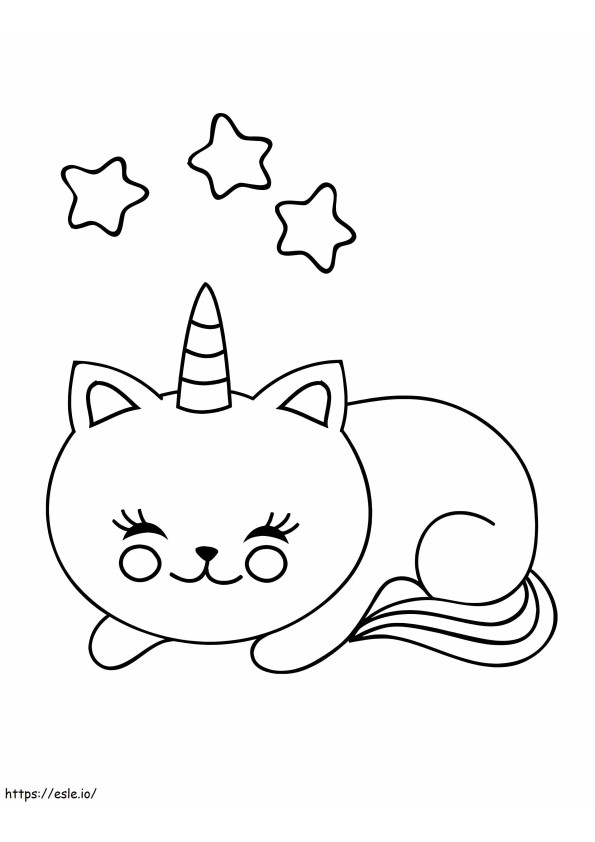 Frumoasa pisica Unicorn de colorat
