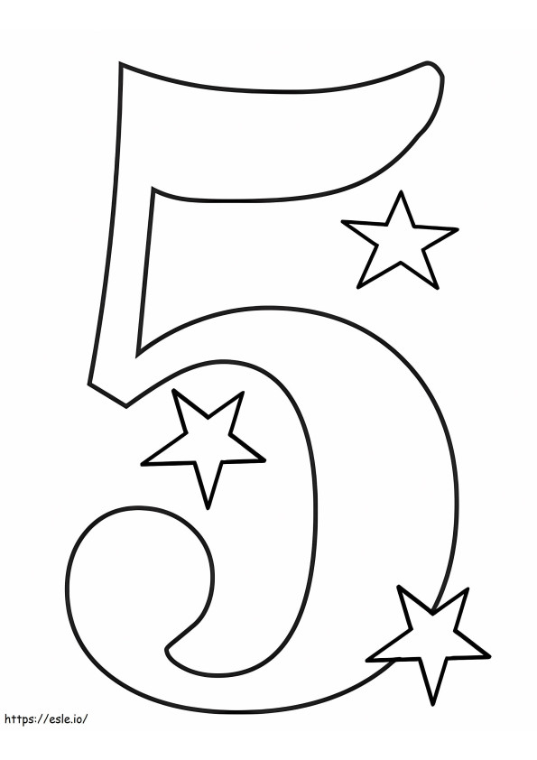 Number 5 With Stars coloring page