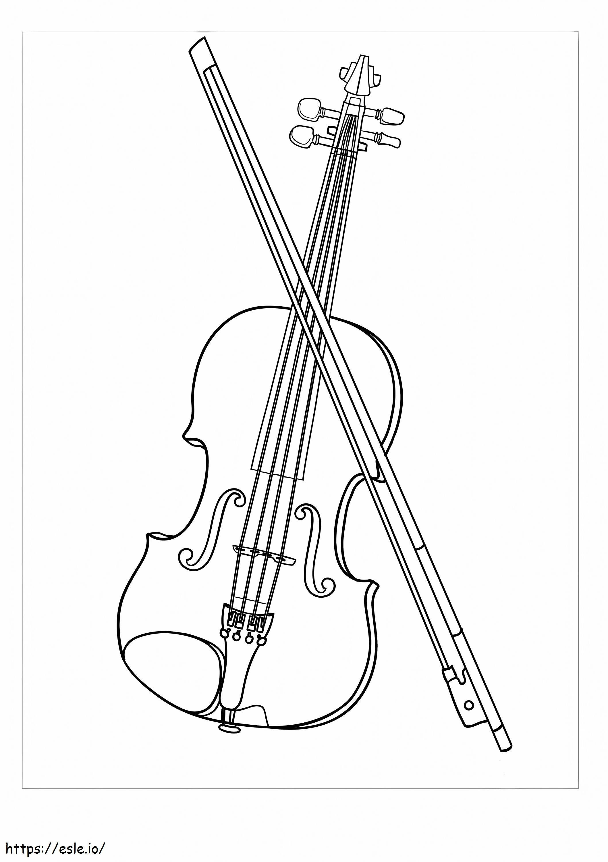 弓と基本的なバイオリン ぬりえ - 塗り絵