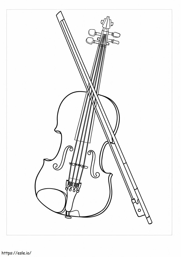 弓と基本的なバイオリン ぬりえ - 塗り絵