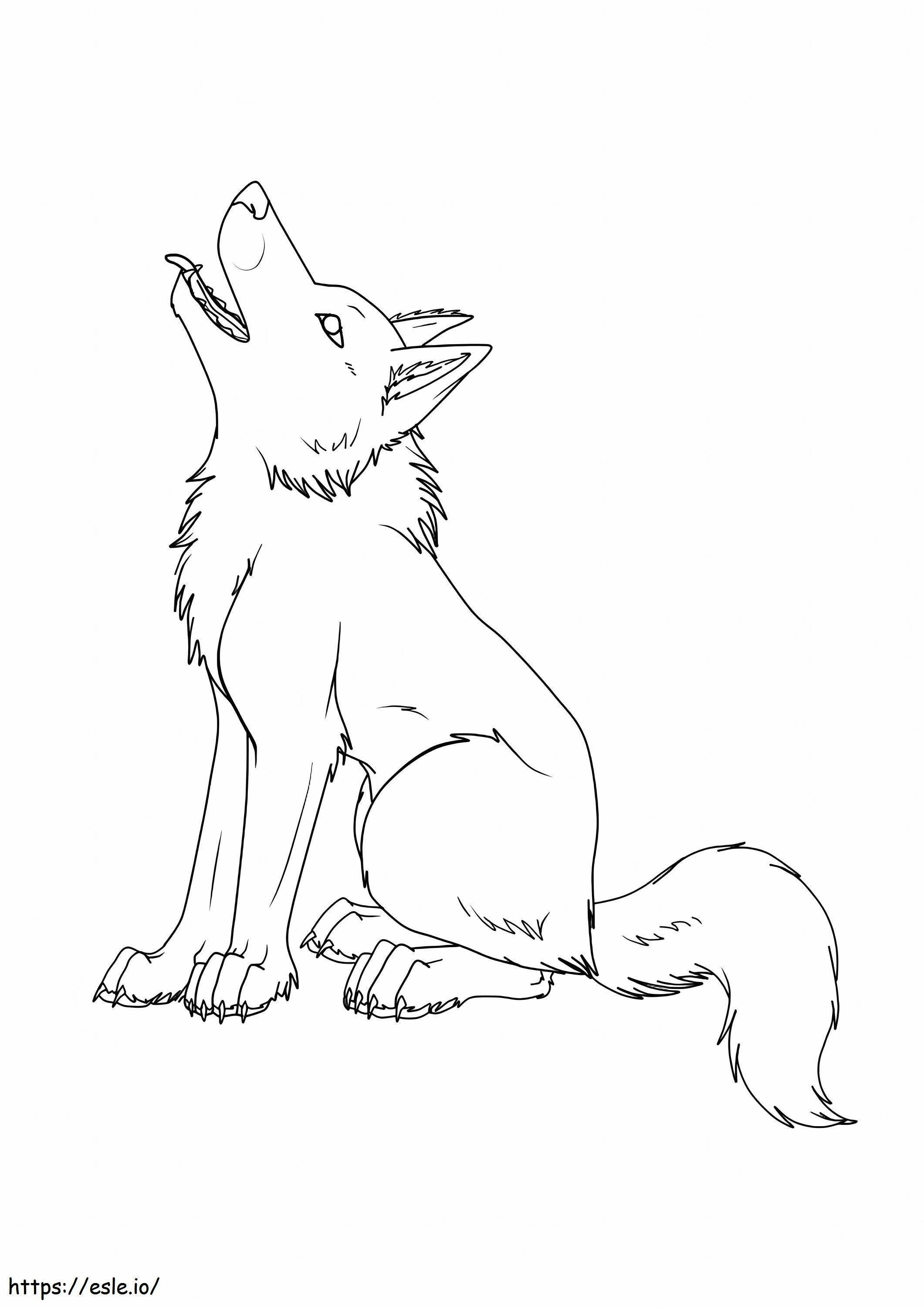 Scaled Sitting Wolf coloring page