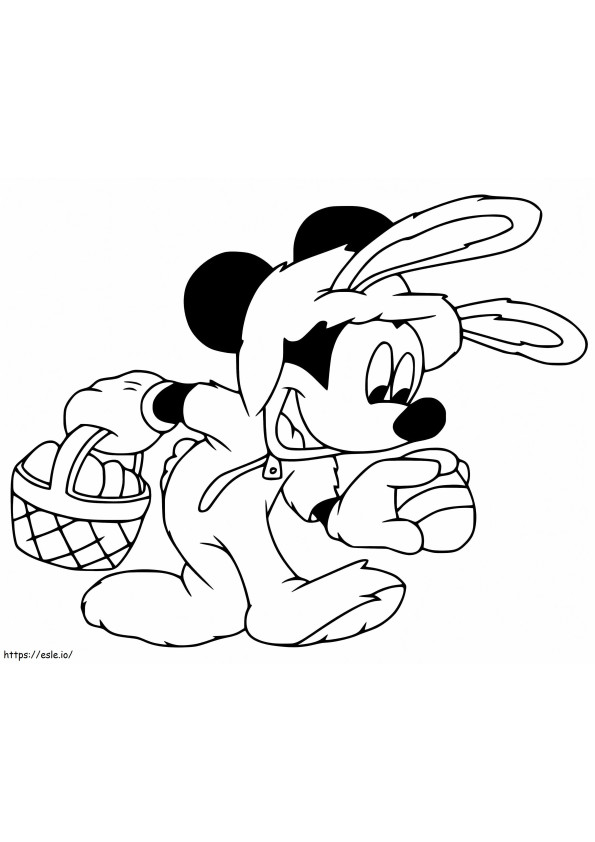 Mickey Mouse adunând ouă de Paște de colorat