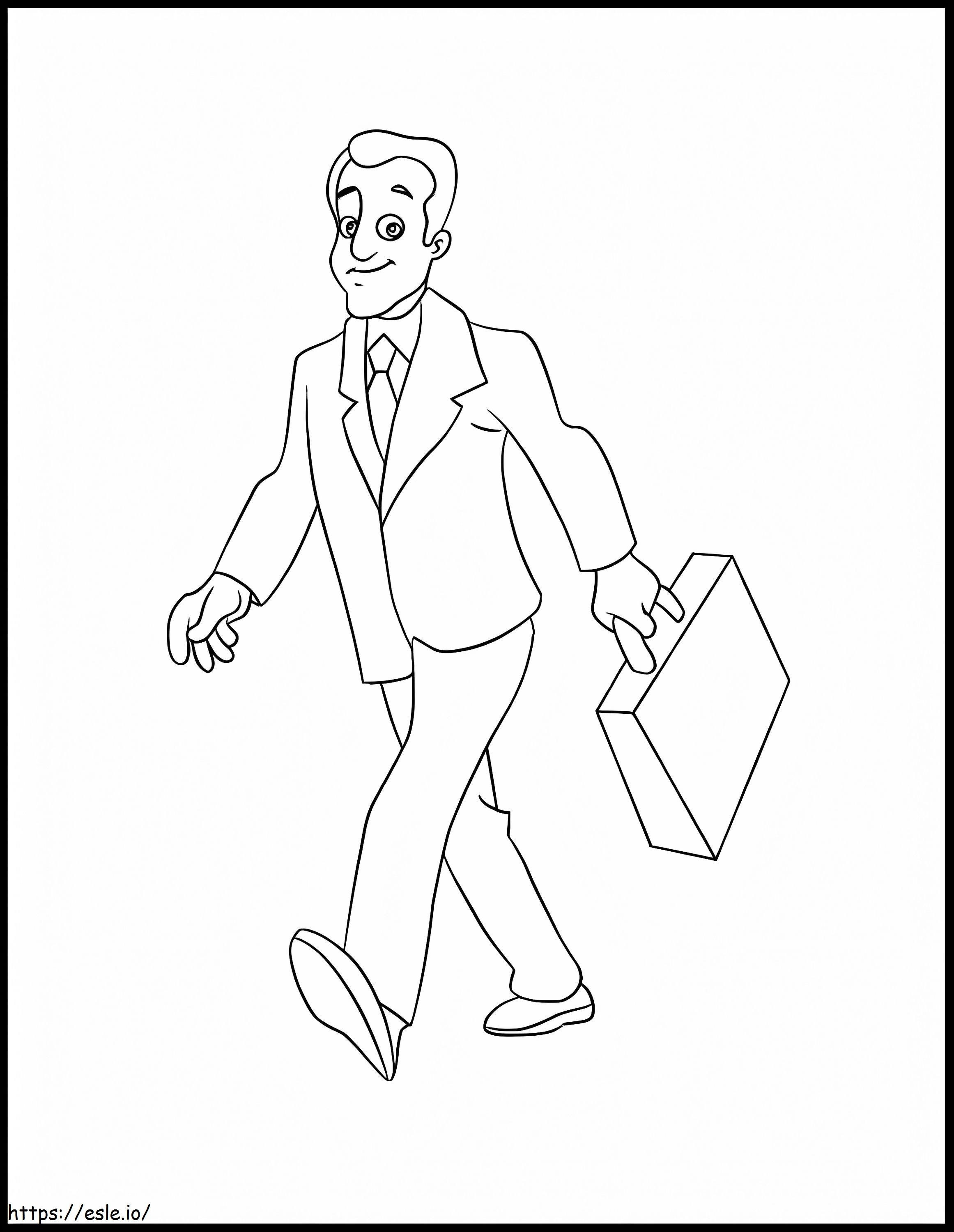 Smiling Walking Businessman coloring page
