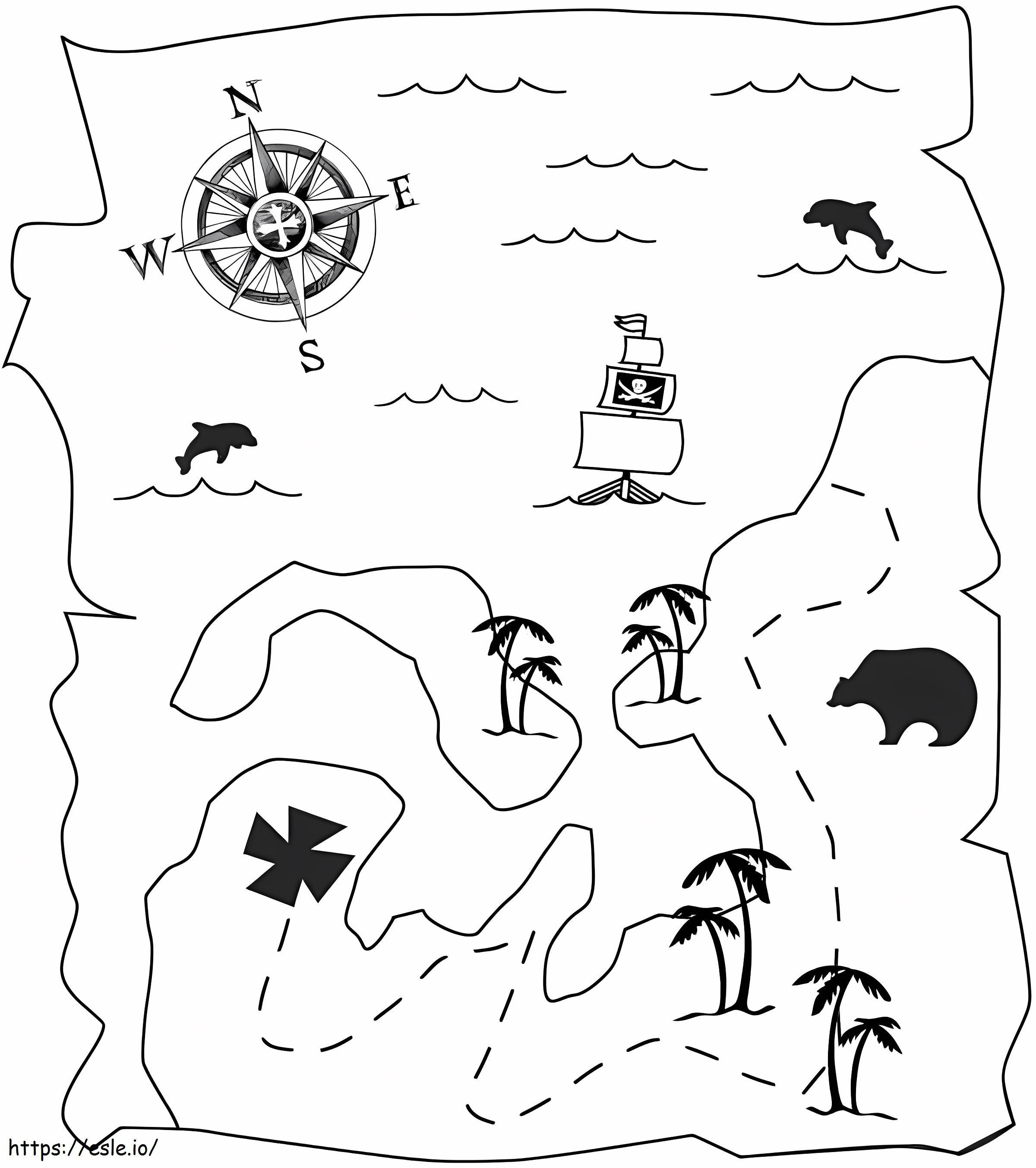 Free Treasure Map To Color coloring page