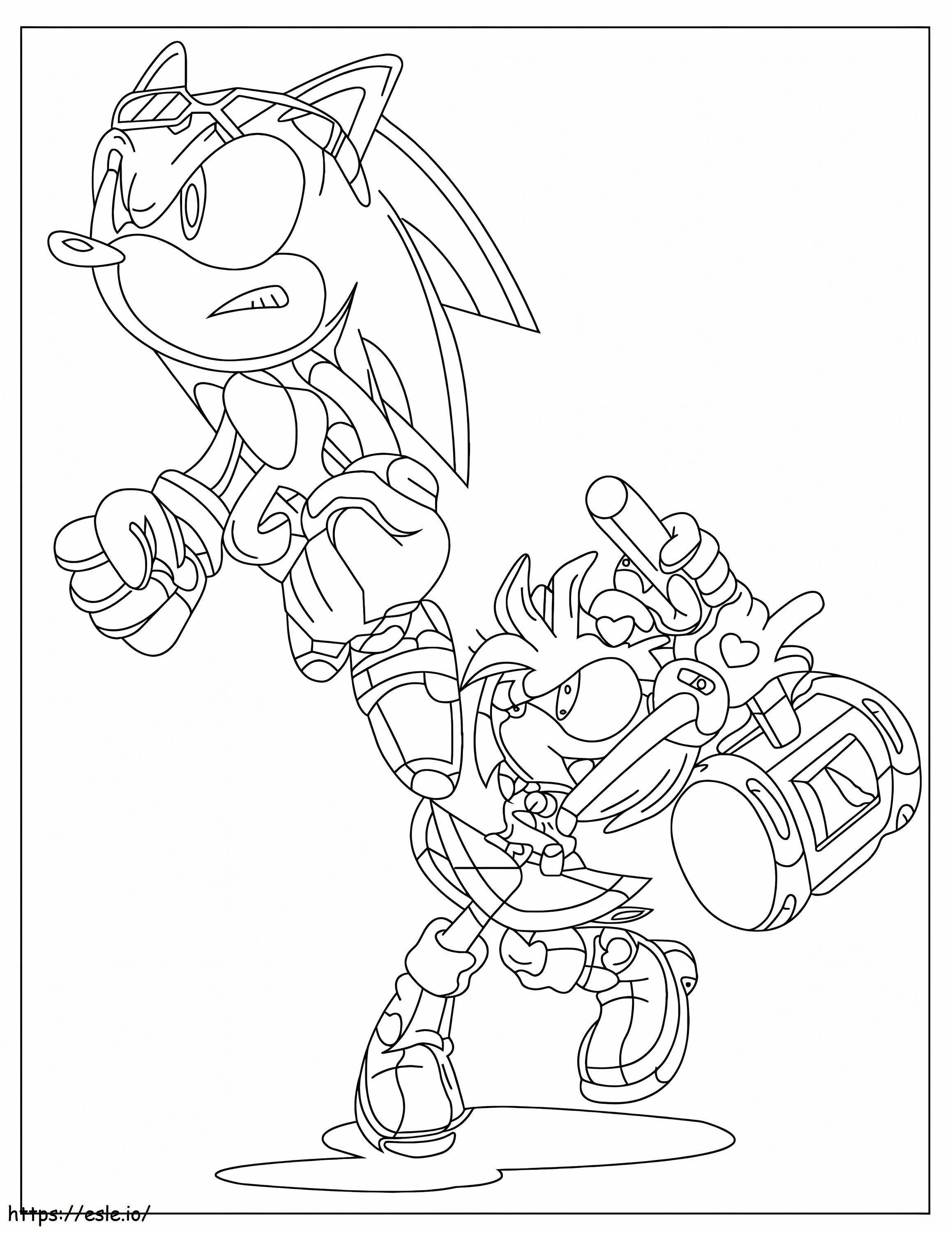 Amy Rose con Sonic para colorear