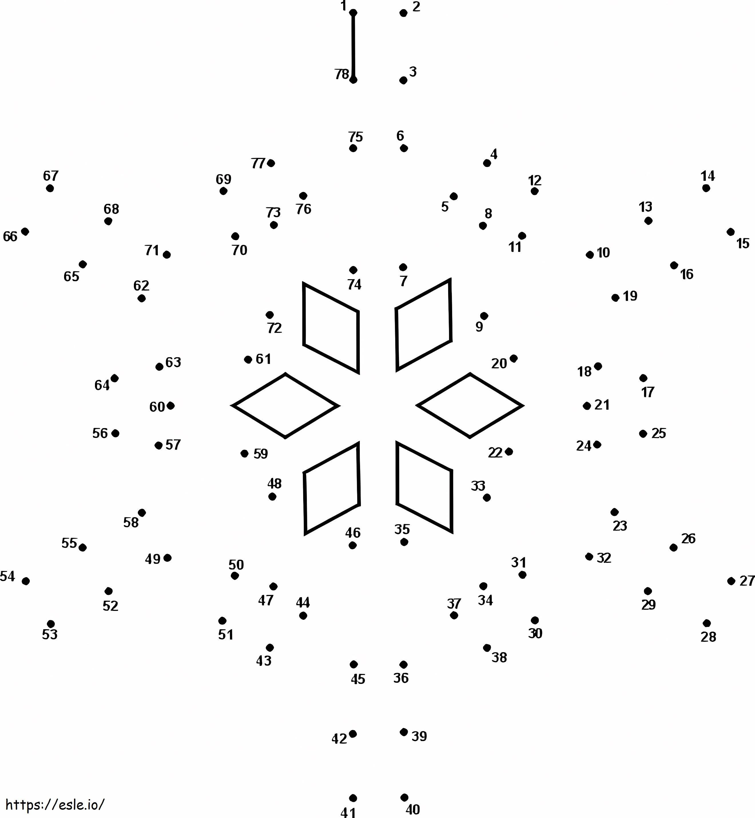 Sneeuwvlok Connect The Dots Kerstmis kleurplaat kleurplaat
