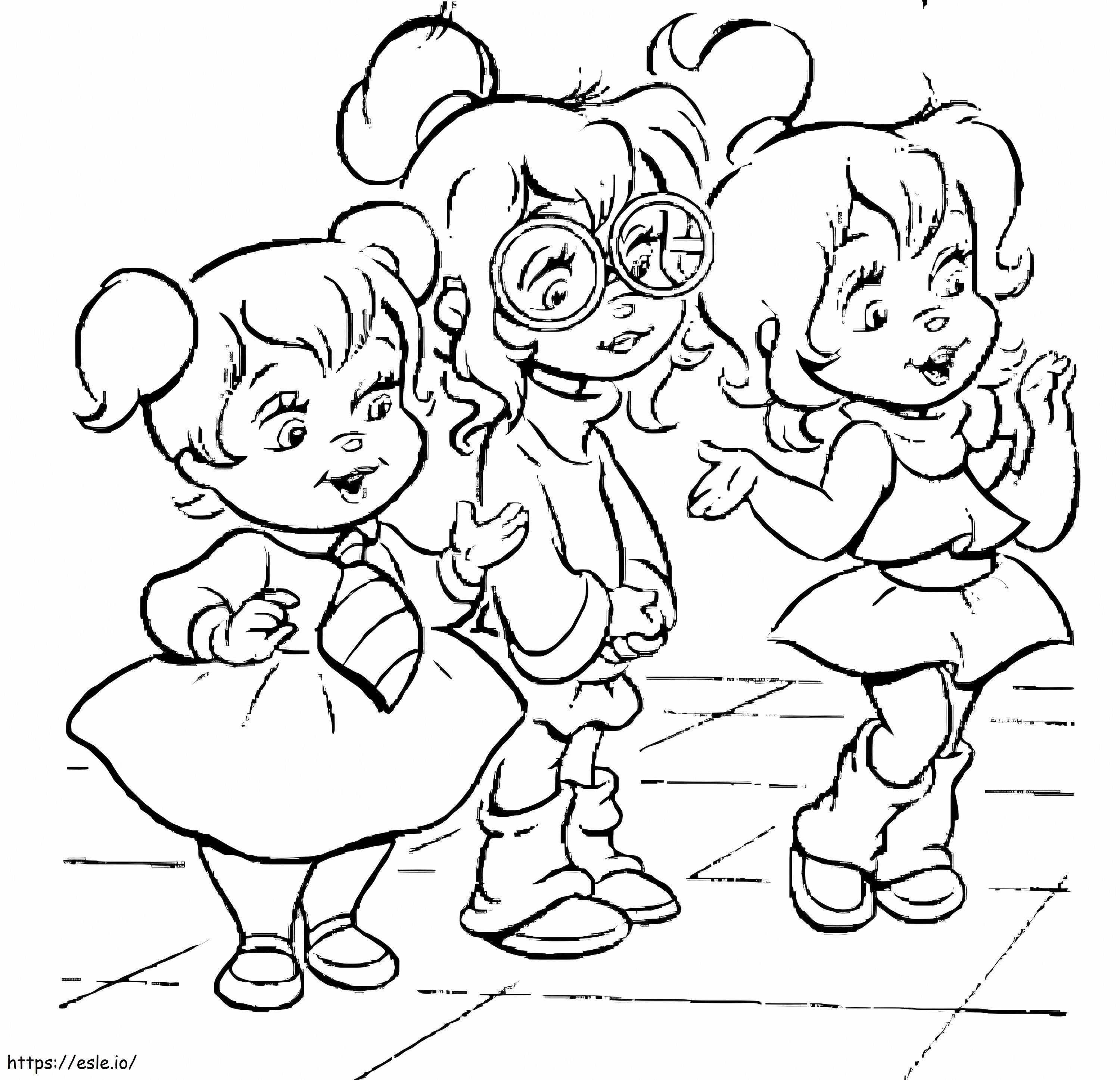 Happy Chipettes coloring page