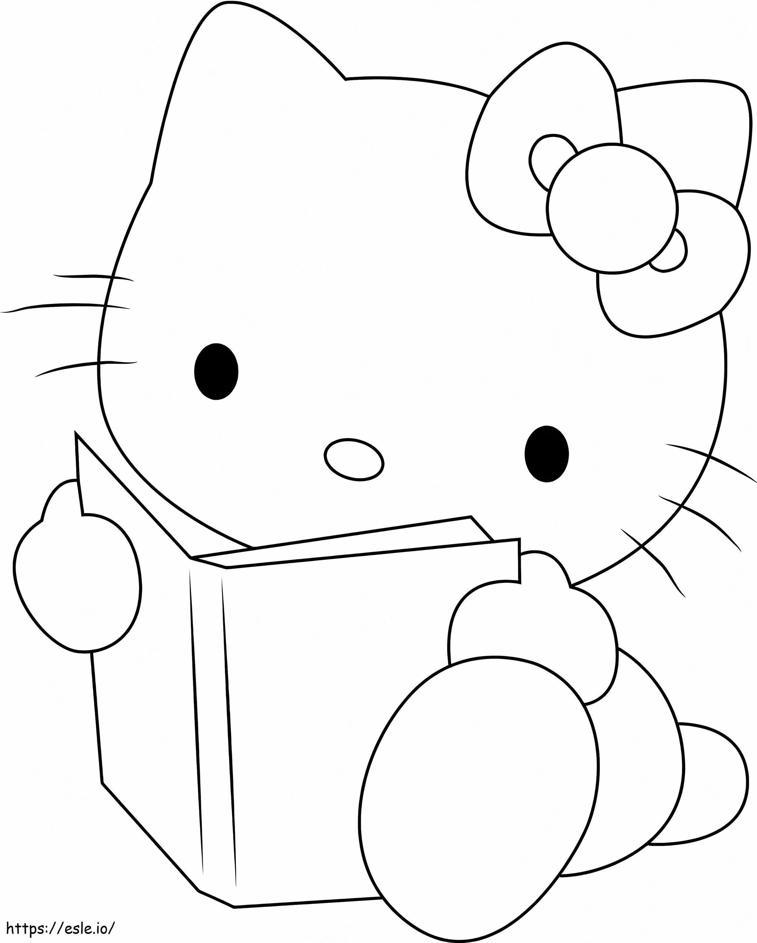 Hello Kitty Reading Book coloring page