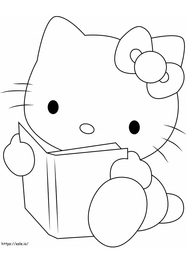 Hello Kitty Reading Book coloring page