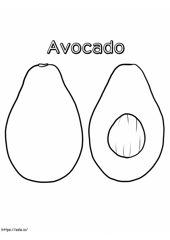 Avocado ja puolikas 1 värityskuva