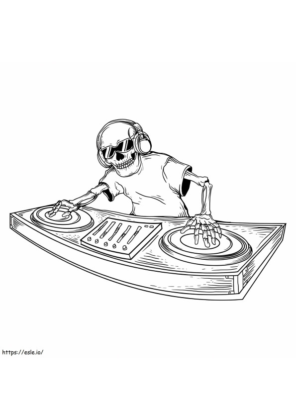 DJ スケルトン ぬりえ - 塗り絵