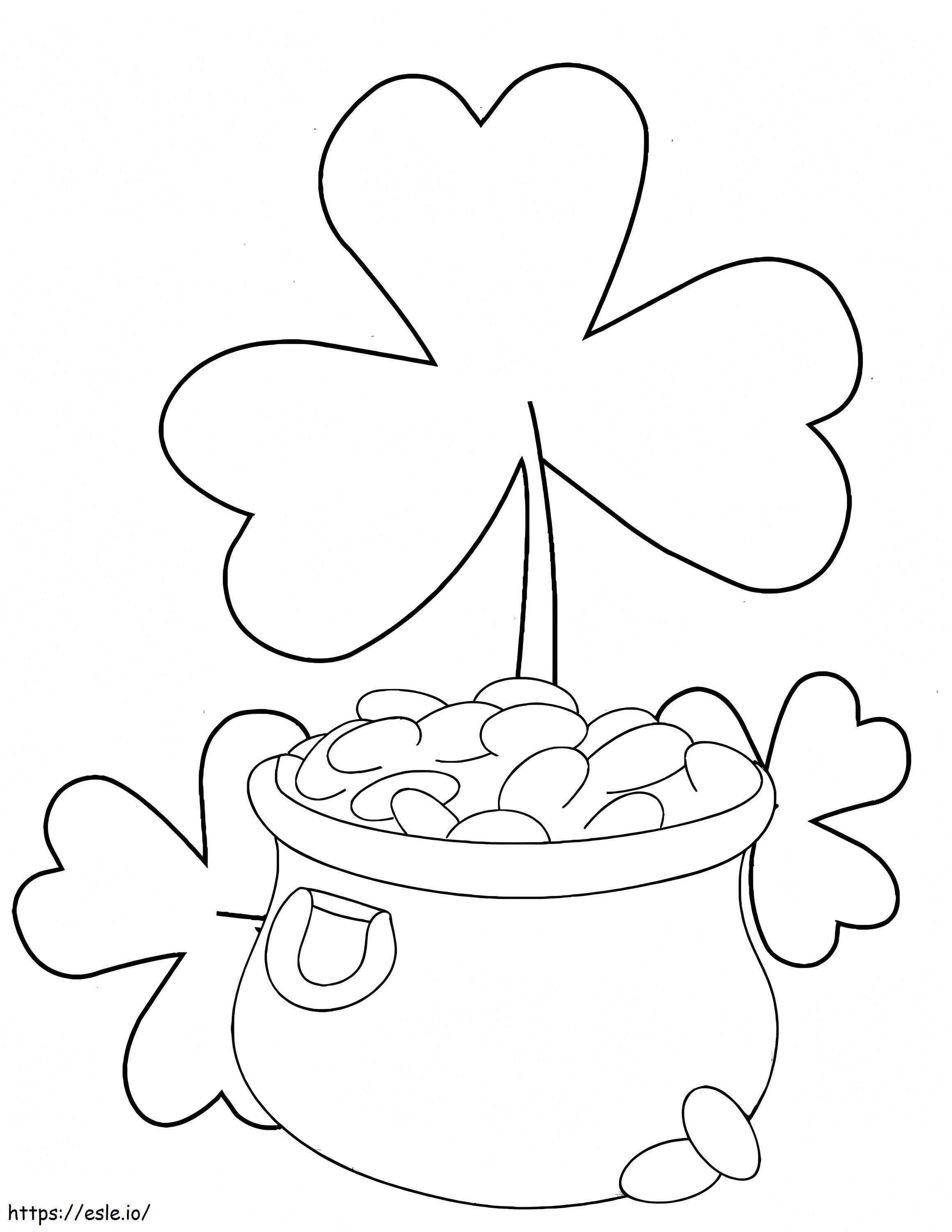 Shamrocks And Pot Of Gold coloring page